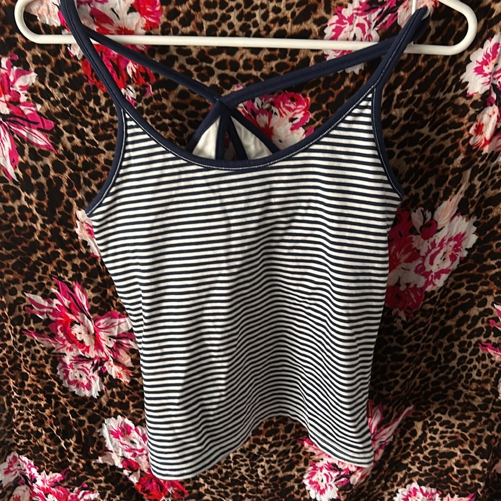 Short cropped beach striped top